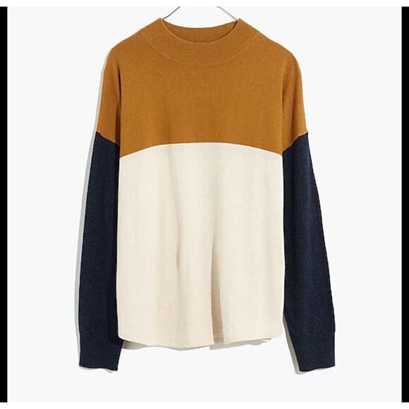 Madewell Tops - Madewell Colorblock Ashbury Mockneck Sweater Wool Alpaca Size M